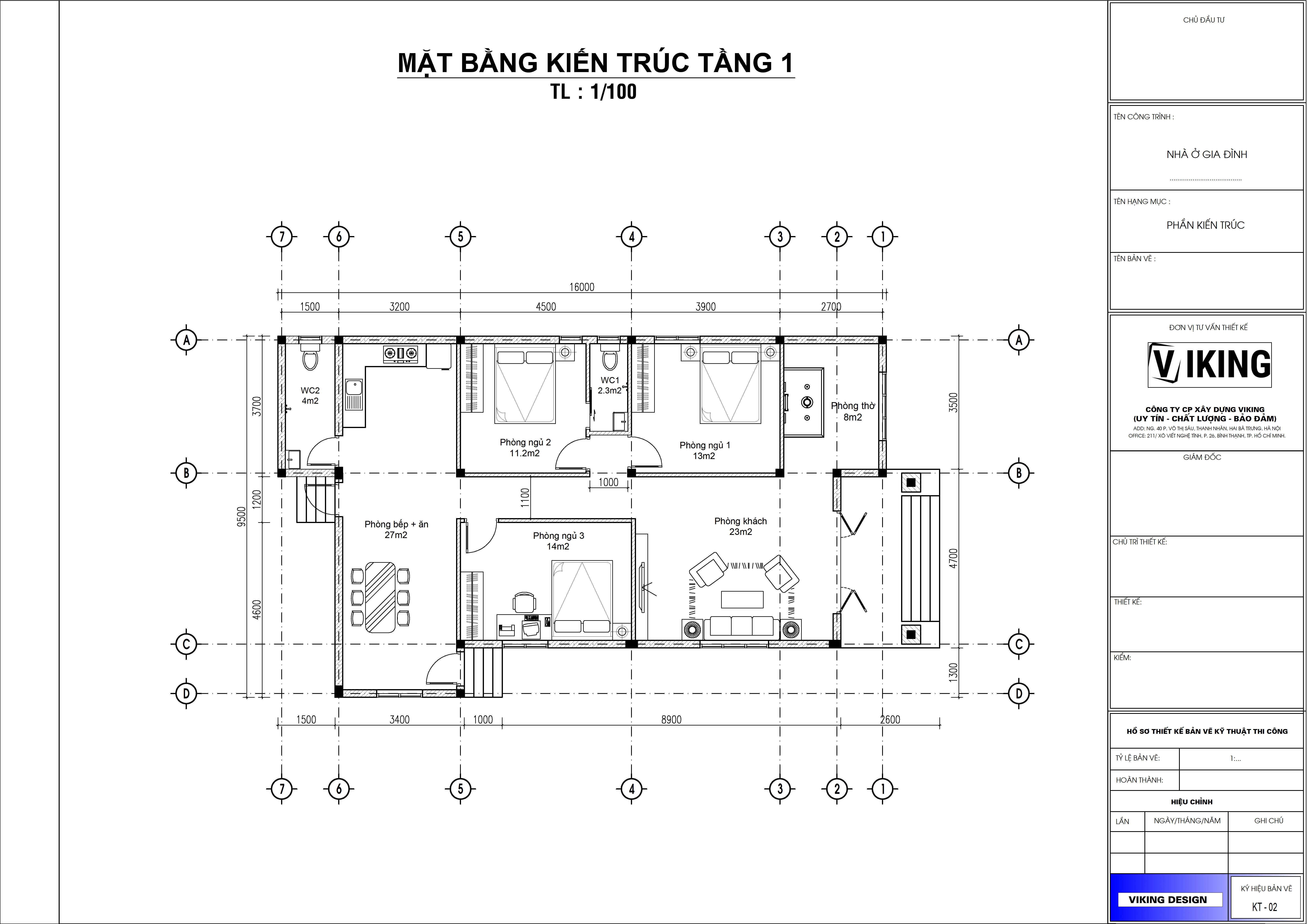 V727 | Bản vẽ thiết kế mẫu nhà cấp 4 mái Nhật bề thế, 3 phòng ngủ, kích thước 9.5x16m, bản in A3 đẹp, có phối cảnh 3D