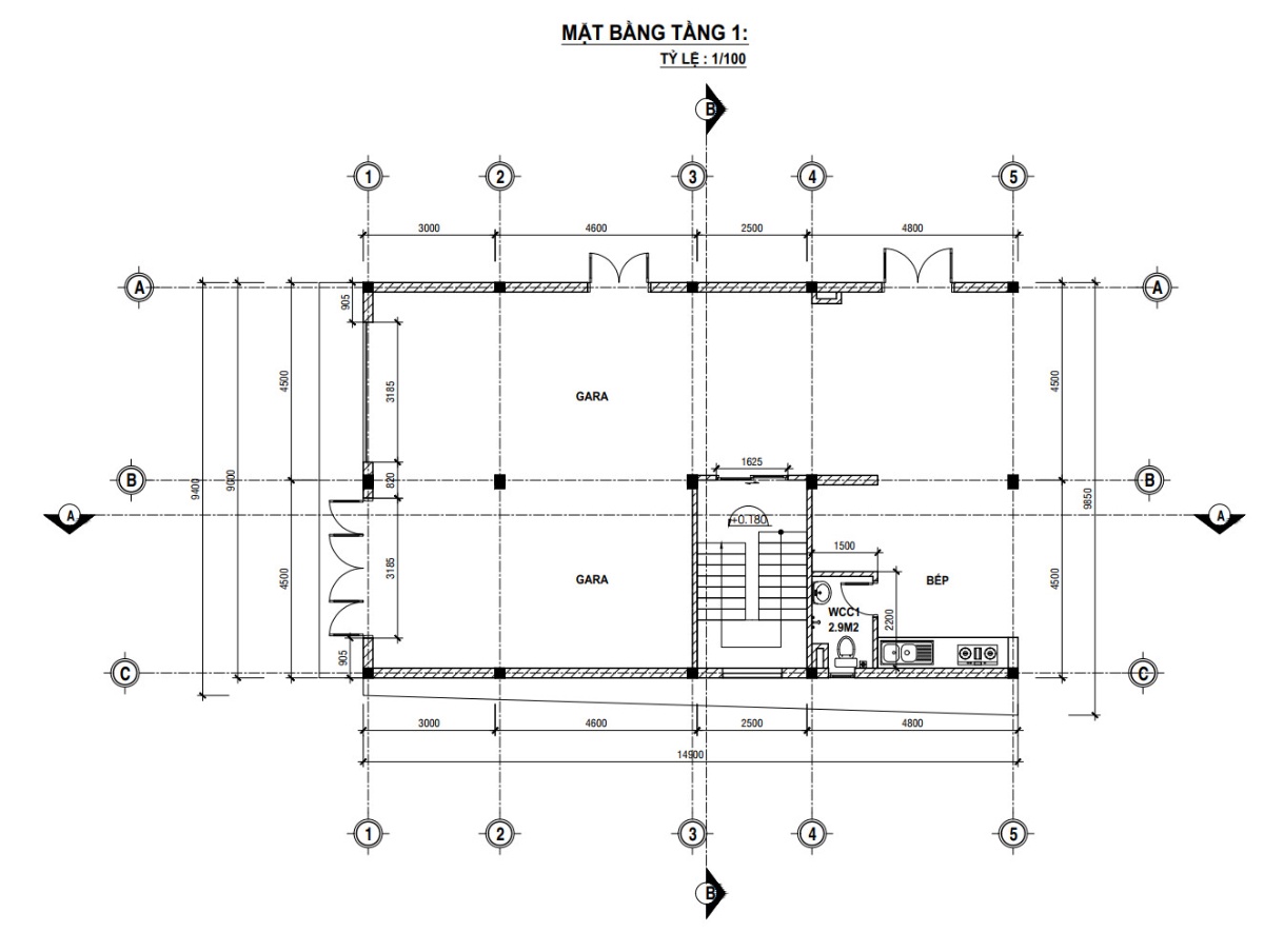 V520 | Bản vẽ thiết kế Full hồ sơ mẫu nhà phố 4 tầng có tầng lửng, 5 phòng ngủ, kích thước 9x15m, bản in A3 đẹp, phối cảnh 3D