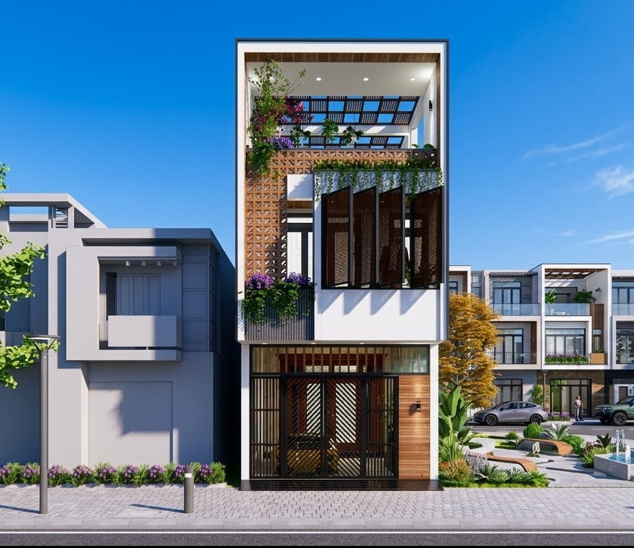 V815 | Mẫu nhà phố hiện đại kích thước 5,7x17m 2 tầng 4 phòng ngủ đầy đủ hồ sơ thiết kế