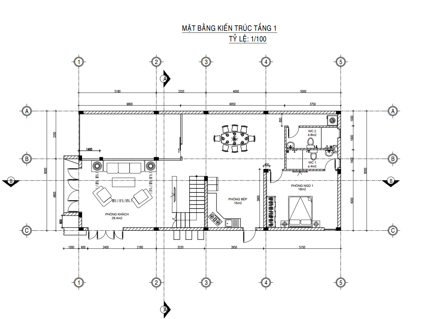 V699 | Bản vẽ thiết kế biệt thự phố hiện đại 2 tầng 4 phòng ngủ, kích thước 8x18m, bản in A3 đẹp, phối cảnh 3D
