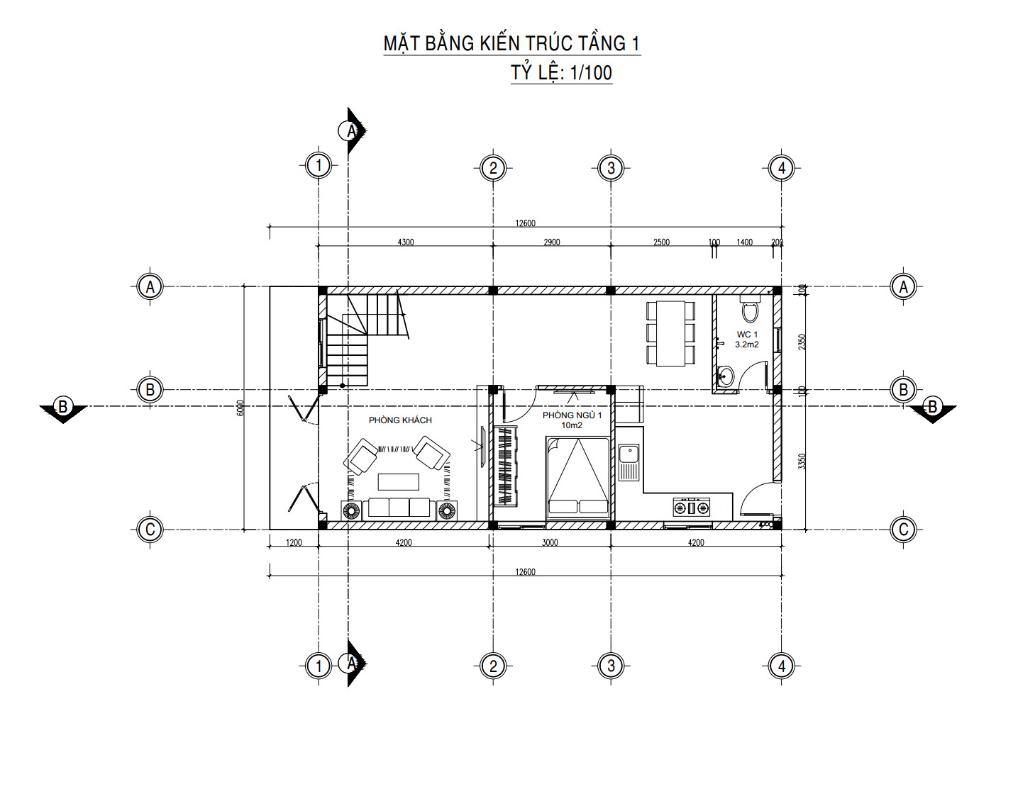 V700 | Bản vẽ thiết kế full hồ sơ mẫu nhà phố hiện đại 2 tầng 3 phòng ngủ, kích thước 6x13m, bản in A3 đẹp, phối cảnh 3D