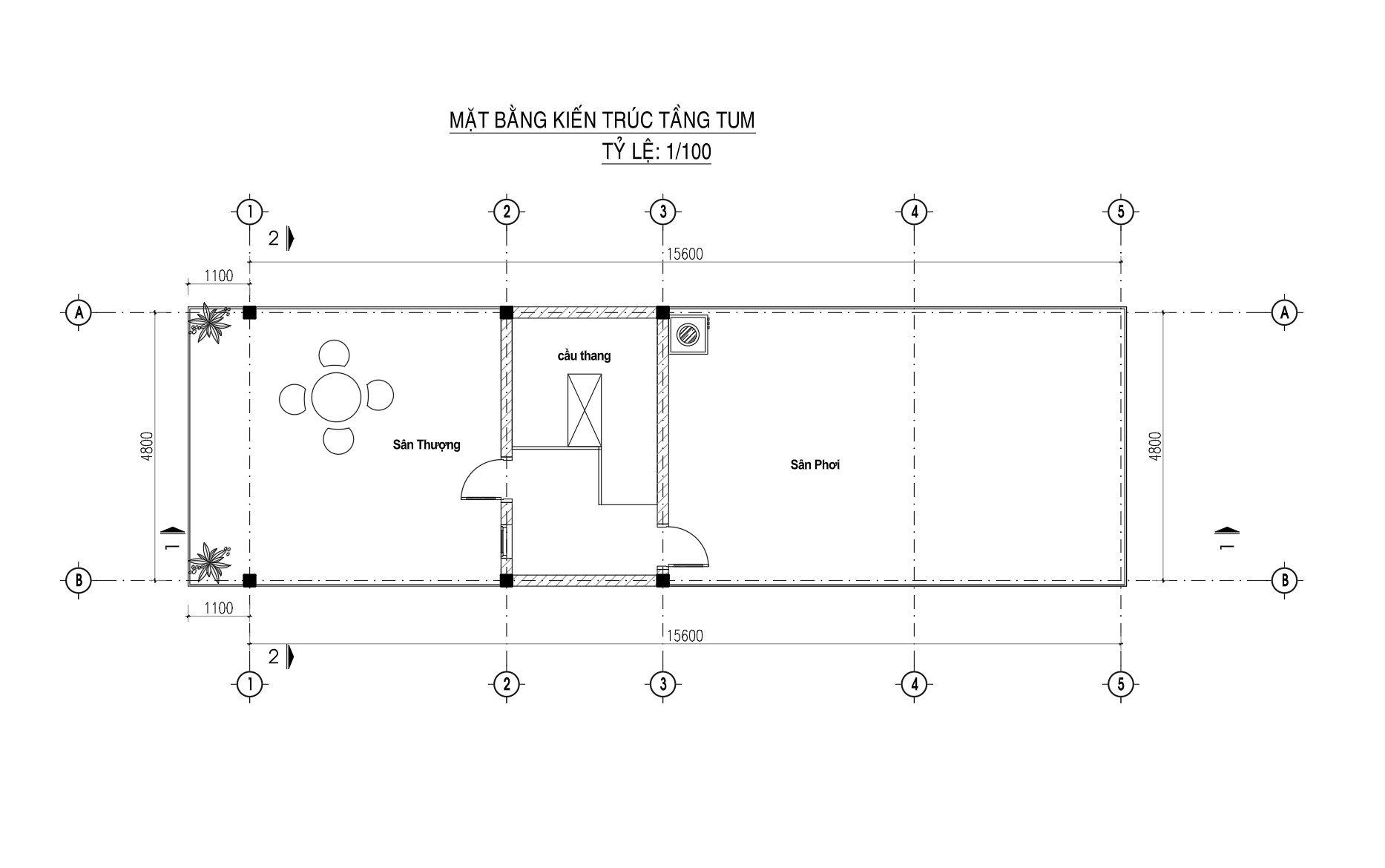 V715 | Bản vẽ thiết kế full hồ sơ mẫu nhà phố 2 tầng 1 tum, 3 phòng ngủ, kích thước 5x17m. TẶNG hồ sơ dự toán khối lượng!