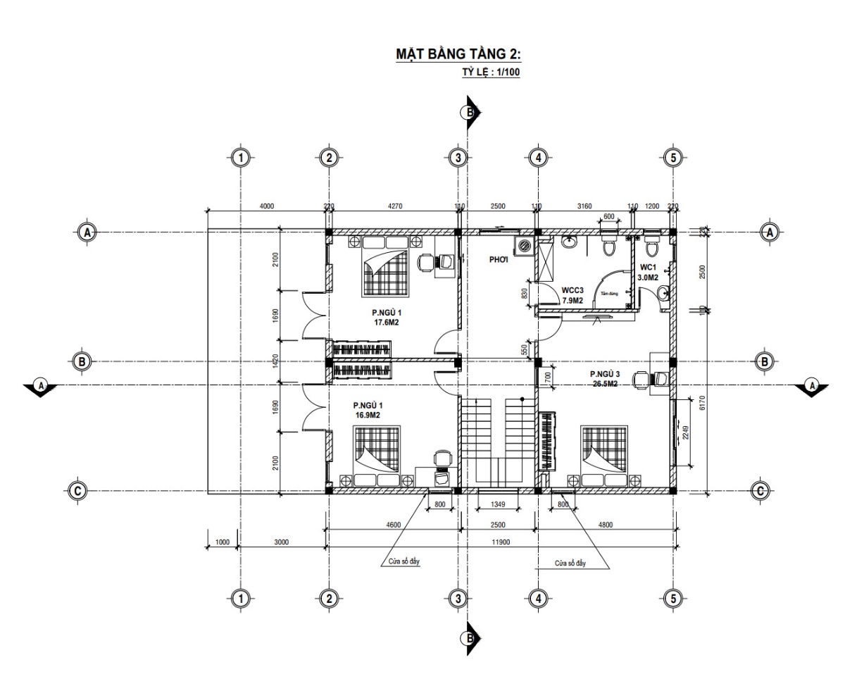 V520 | Bản vẽ thiết kế Full hồ sơ mẫu nhà phố 4 tầng có tầng lửng, 5 phòng ngủ, kích thước 9x15m, bản in A3 đẹp, phối cảnh 3D