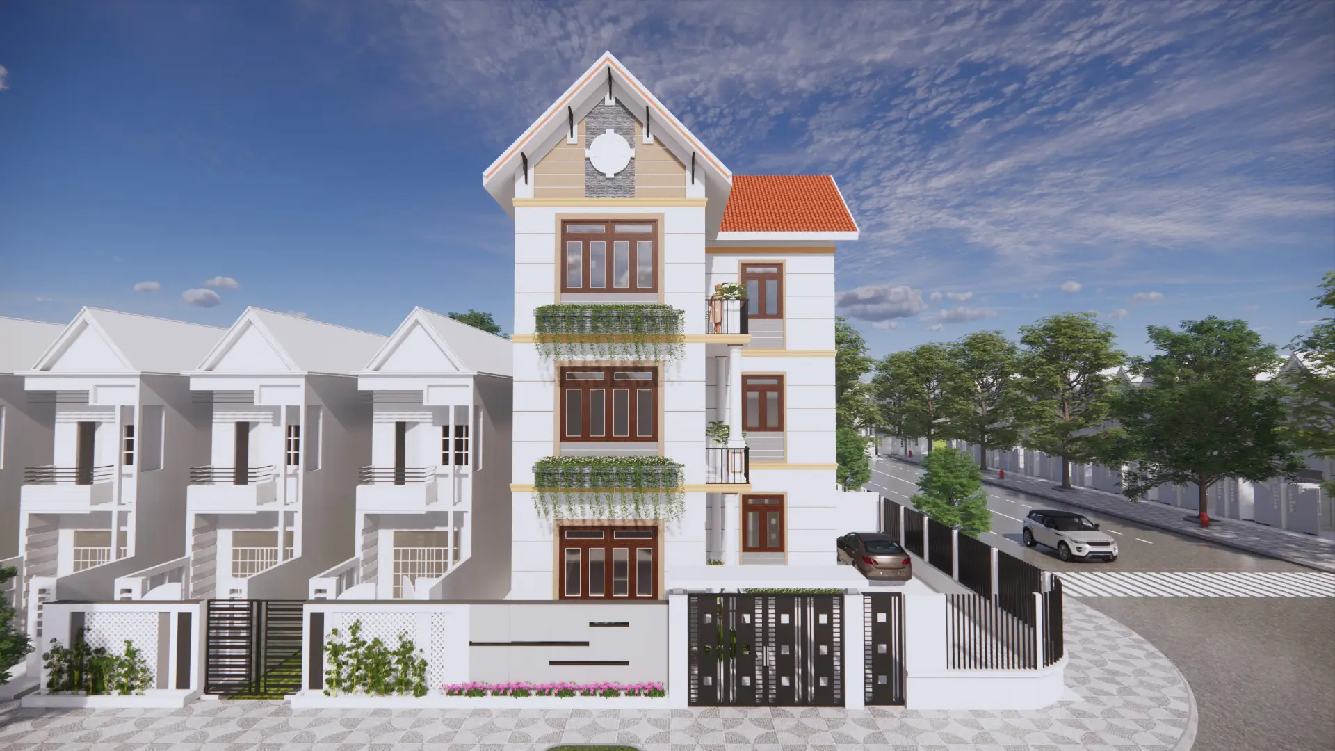 Nhà vườn mái Thái 3 tầng 4 phòng ngủ kích thước 9x12m | BG291