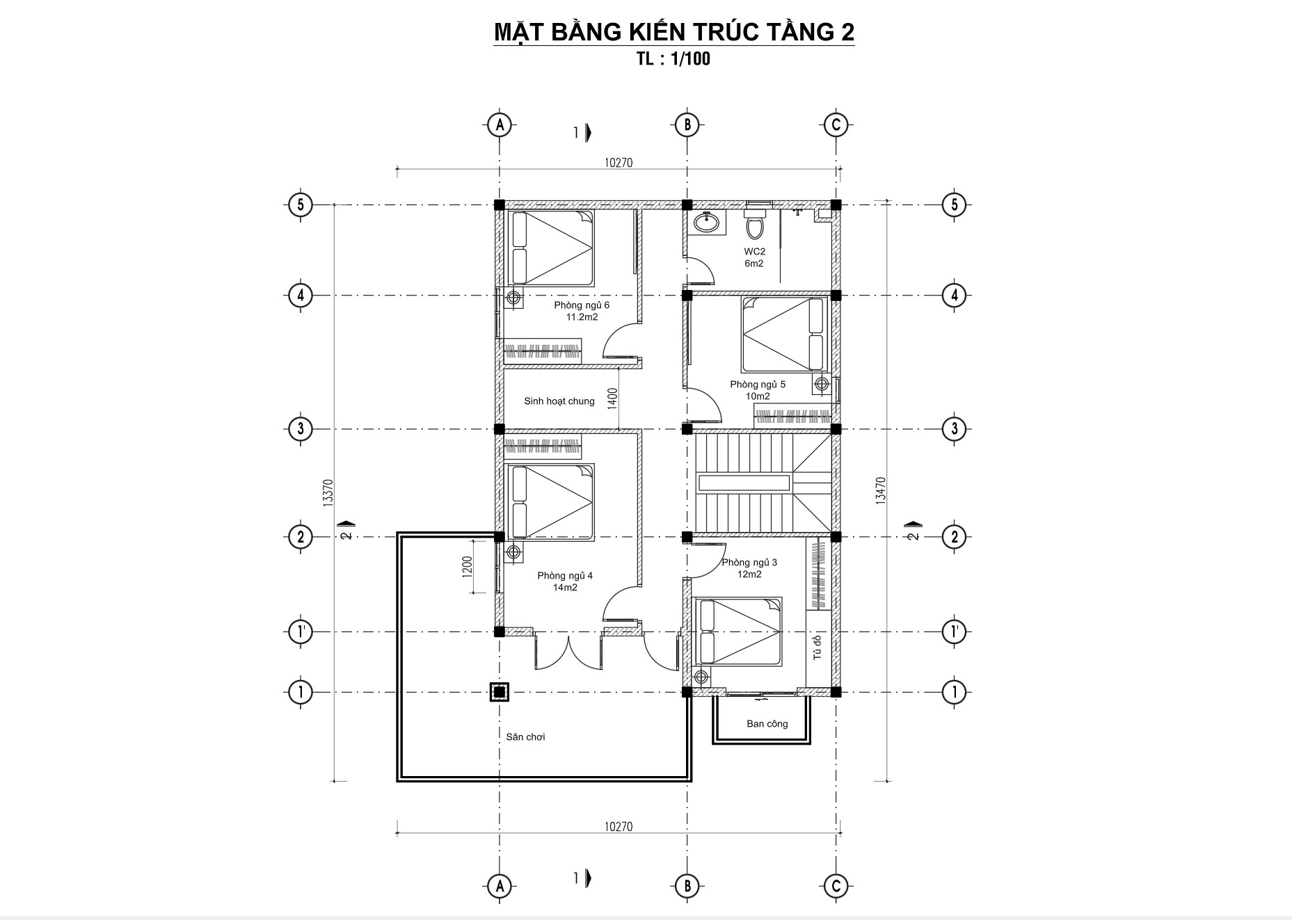 V721 | Bản vẽ thiết kế full hồ sơ mẫu nhà mái Nhật hiện đại 2 tầng 6 phòng ngủ, kích thước 10x14m, bản in A3 đẹp, phối cảnh 3D