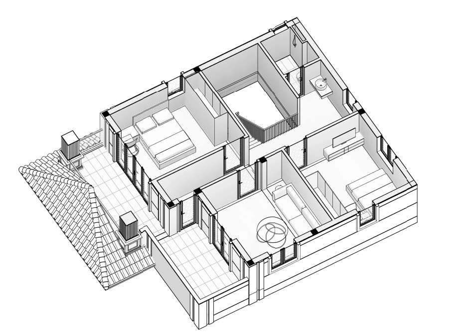 M032026 | Mẫu nhà mái Nhật hiện đại 2 tầng 4 phòng ngủ kích thước 9x9,7m