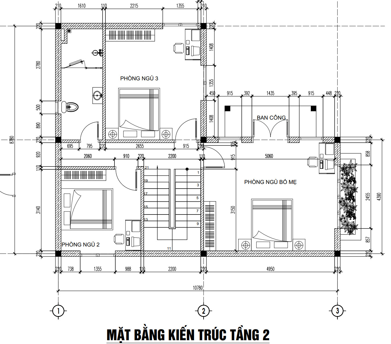 BG291 | Nhà mái Thái 3 tầng 5 phòng ngủ kích thước 9x12m