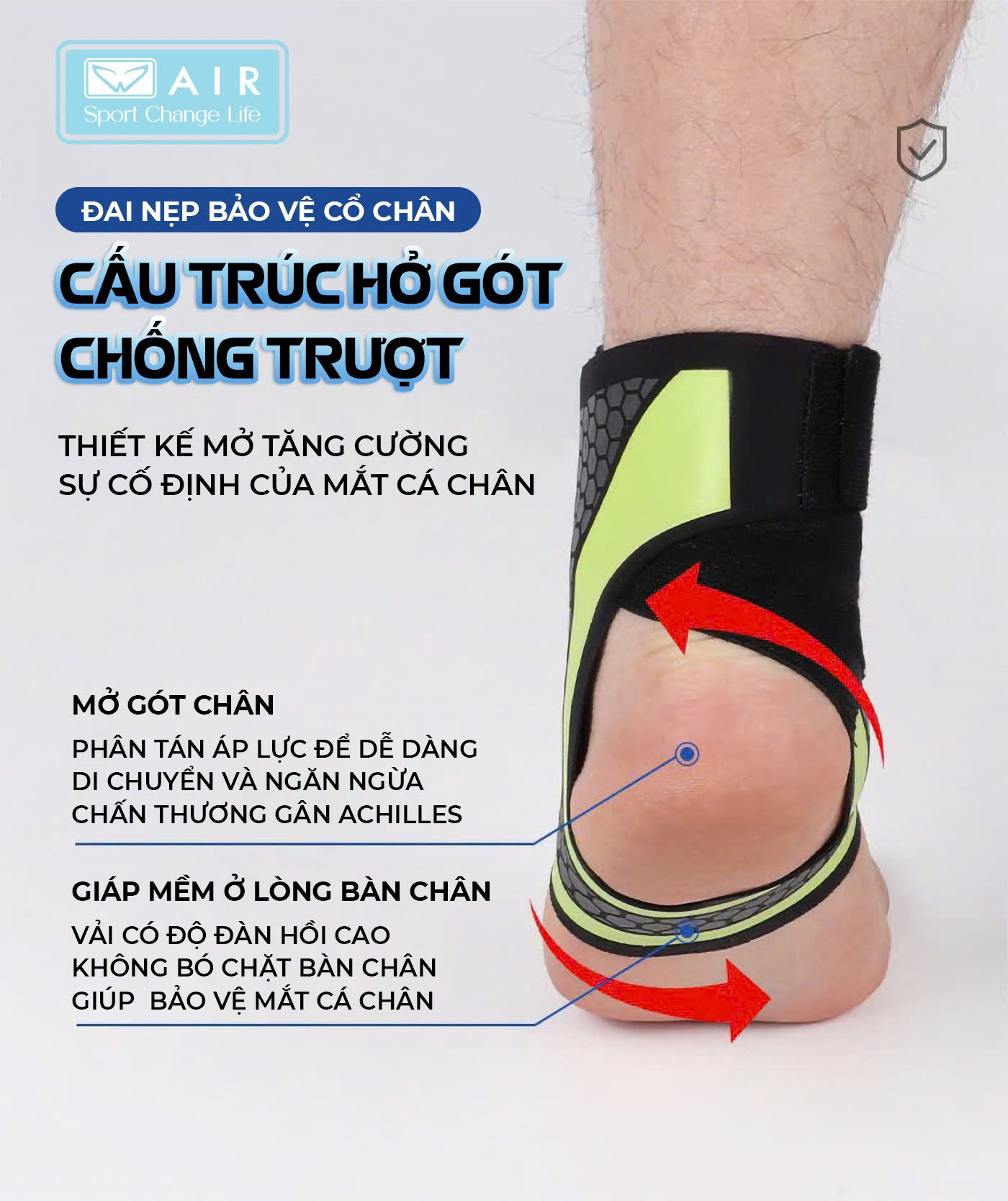 Bó gót chân AIR 24 - Chống lật cổ chân