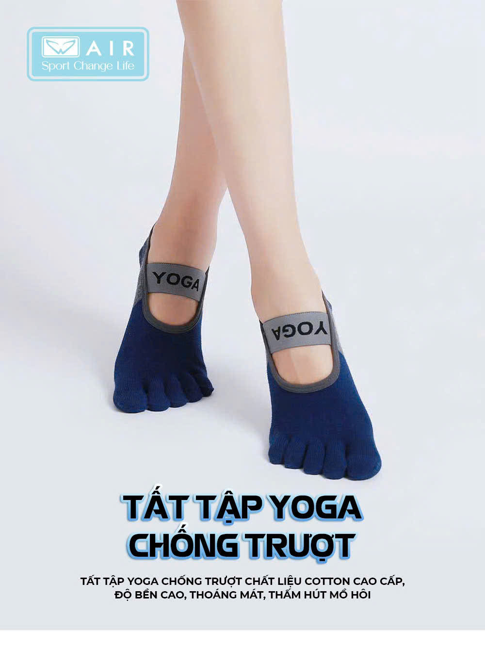 Tất Yoga xỏ ngón silicone chống trượt A1