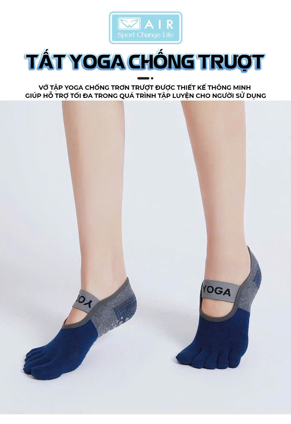 Tất Yoga xỏ ngón silicone chống trượt A1