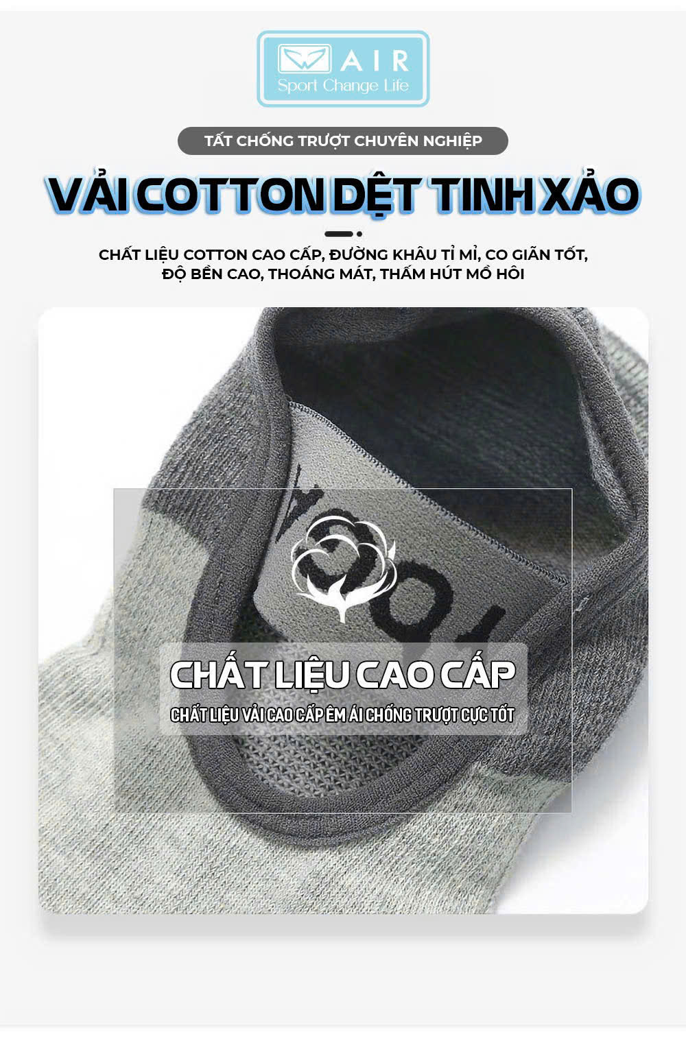 Tất Yoga xỏ ngón silicone chống trượt A1