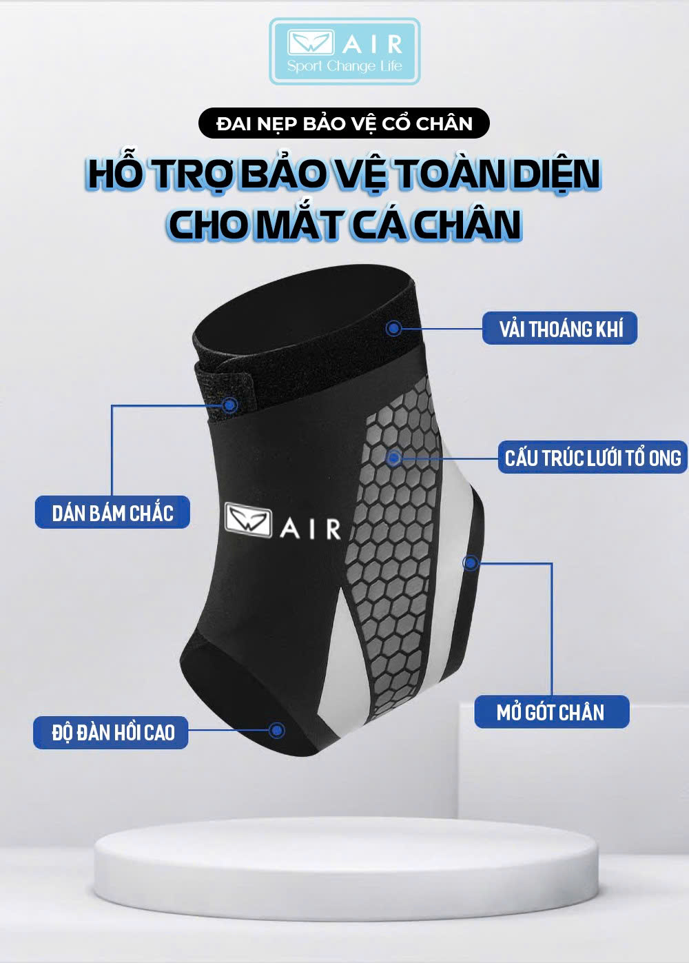 Bó gót chân AIR 24 - Chống lật cổ chân