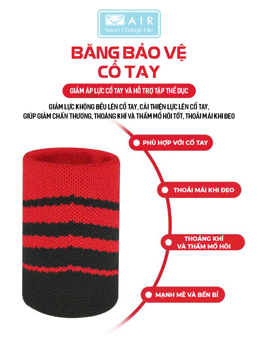 Băng chặn mồ hôi tay - siêu thấm hút mồ hôi- CMHT11
