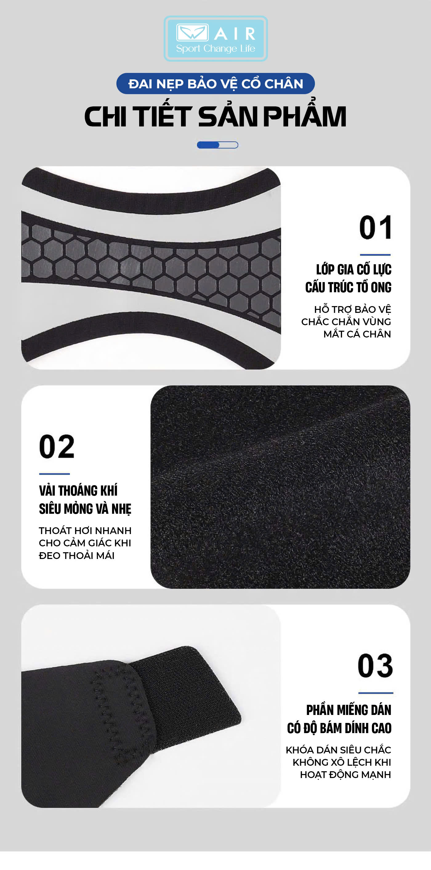 Bó gót chân AIR 24 - Chống lật cổ chân
