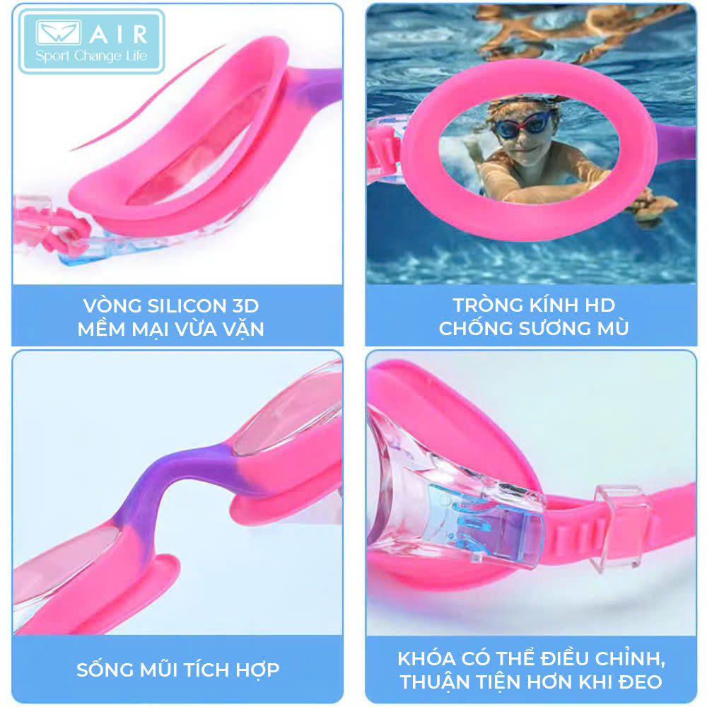 Kính Bơi Trẻ Em AIR1906 chống sương mờ, chống tia UVA + UVB