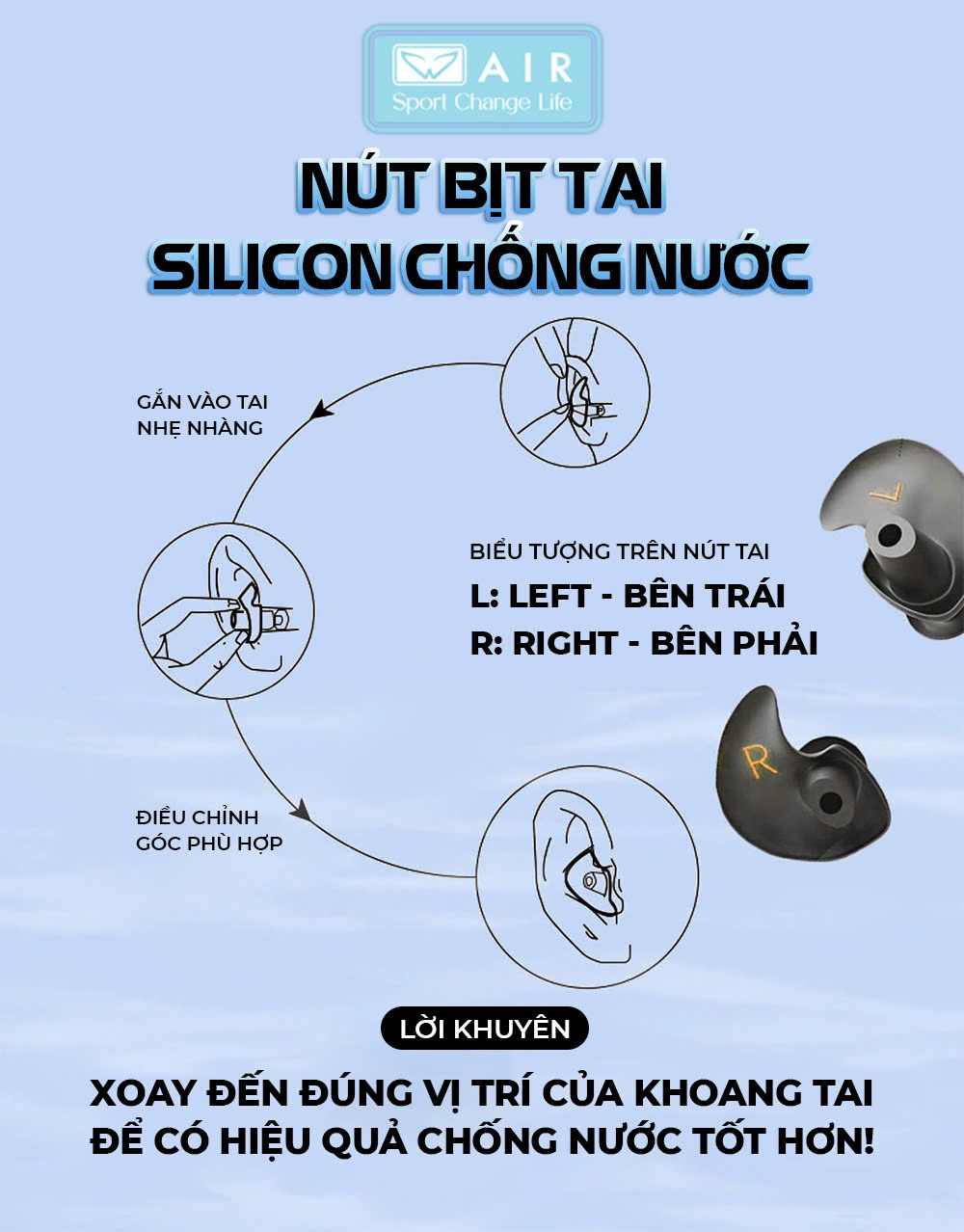 Bịt tai chống nước màu hồng