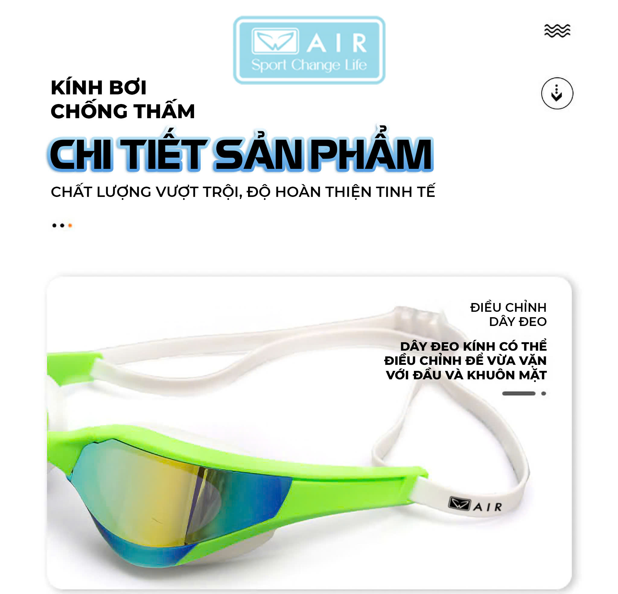 Kính bơi không đau mắt - chống sương mù - chống tia UV- AIR300
