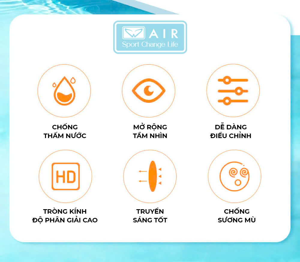 Kính bơi không đau mắt - chống sương mù - chống tia UV- AIR300