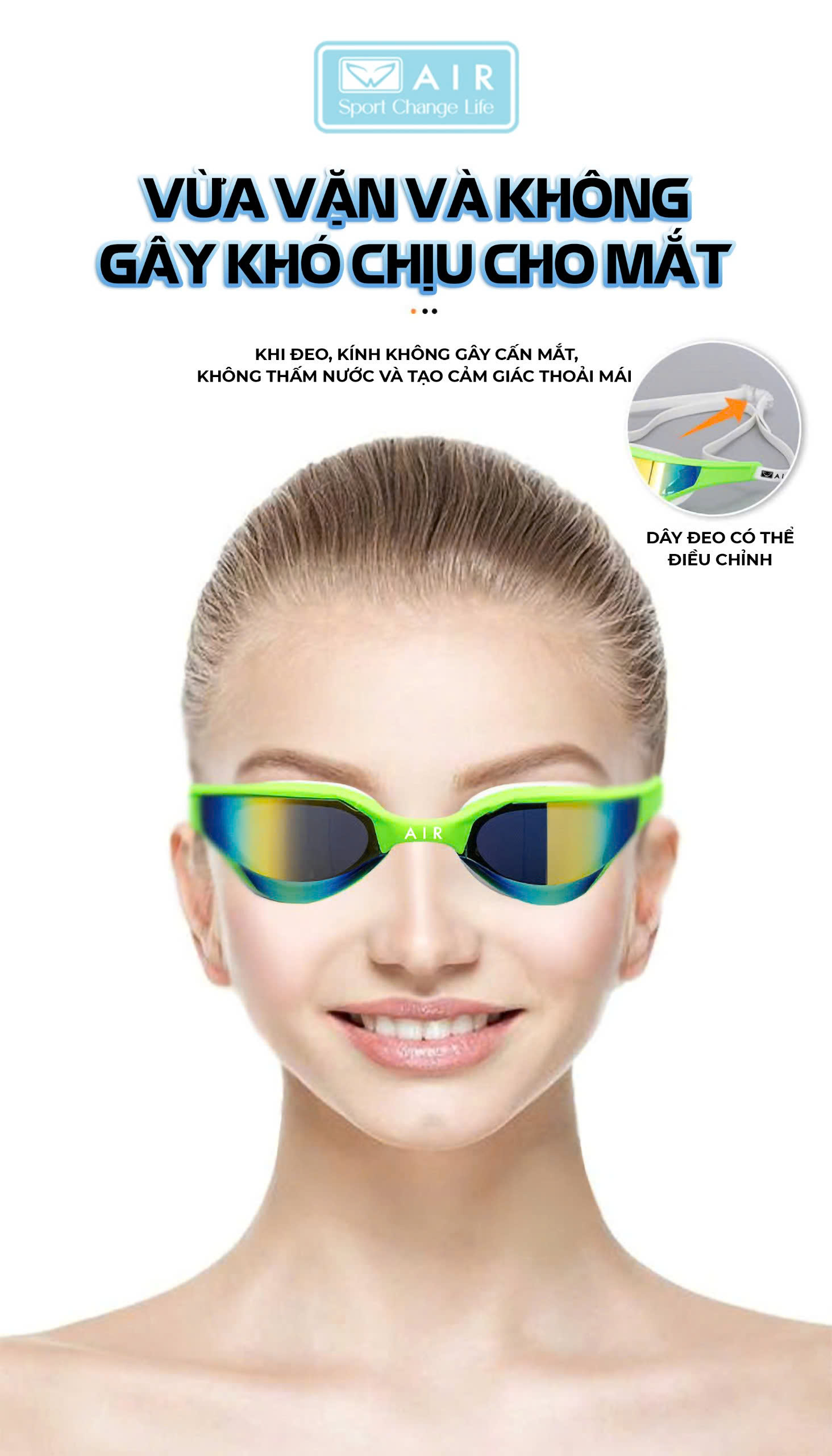 Kính bơi không đau mắt - chống sương mù - chống tia UV- AIR300