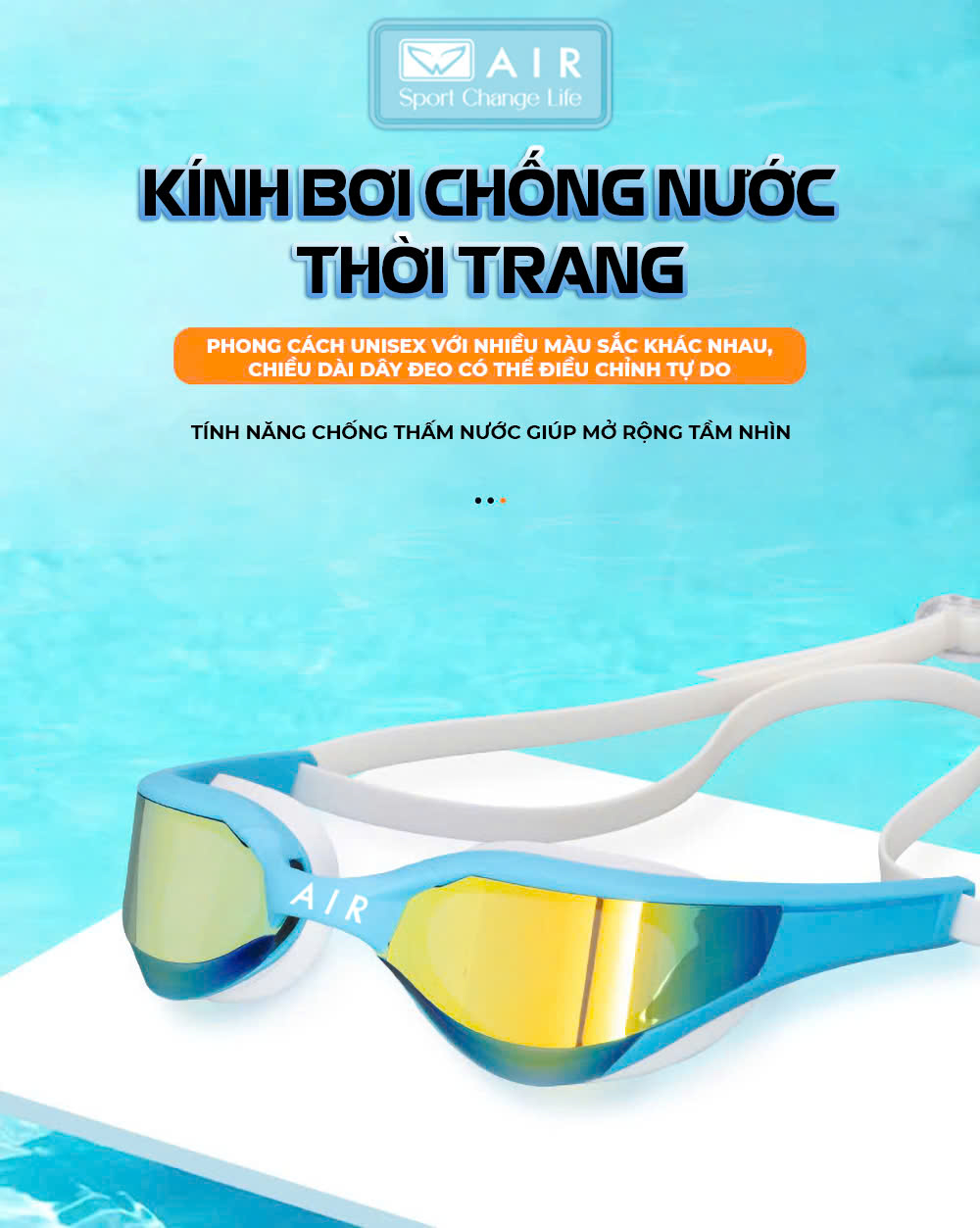 Kính bơi không đau mắt - chống sương mù - chống tia UV- AIR300