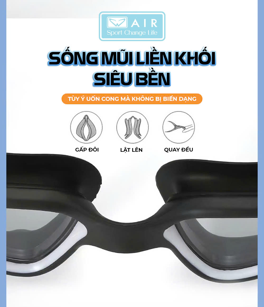 Kính Bơi Nam Nữ AIR800 không gây đau mắt, chống sương mờ, chống nước, chống tia UV