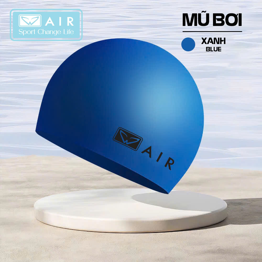 Mũ bơi silicone màu đen trơn