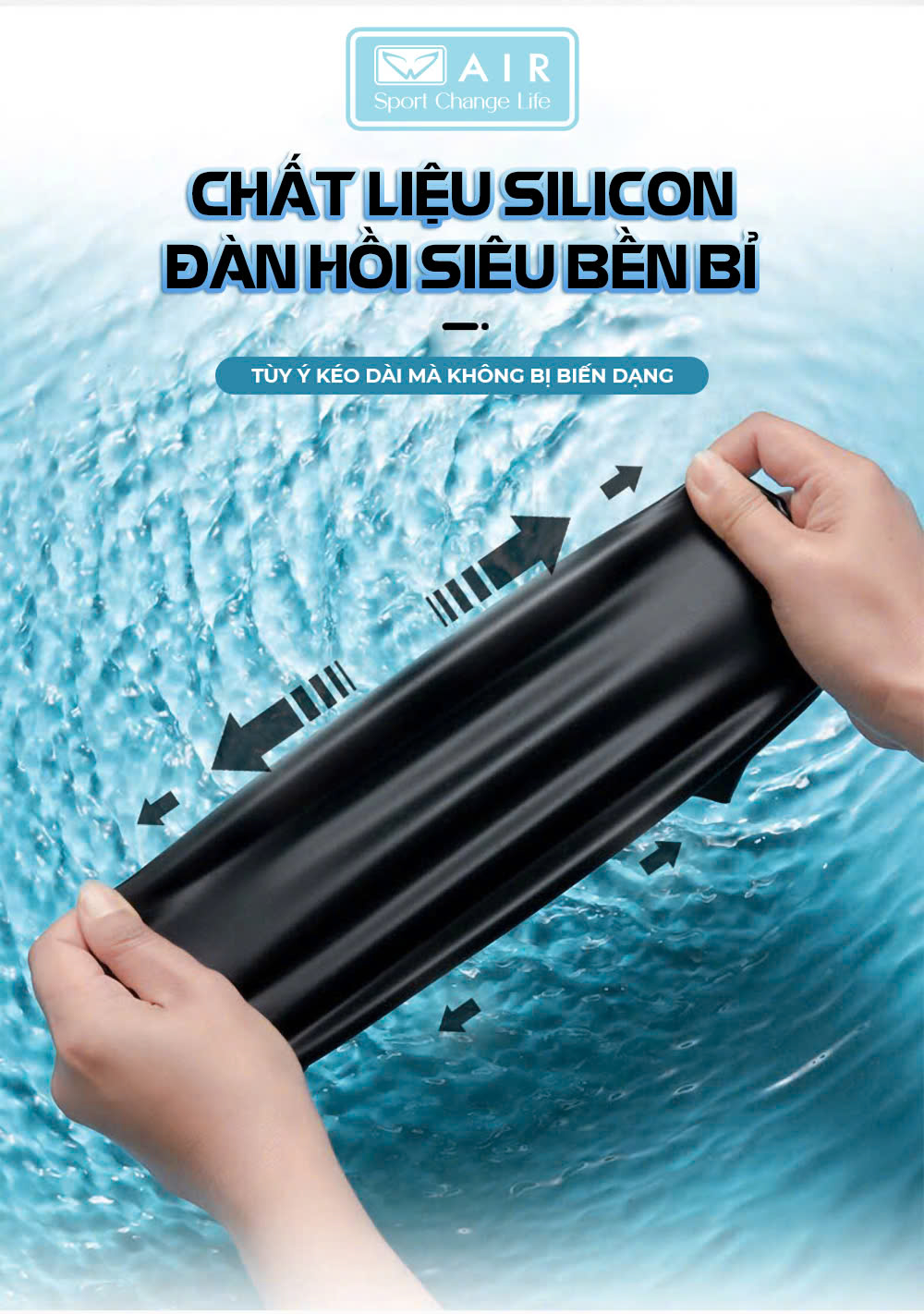 Mũ bơi silicone trơn màu xám bạc