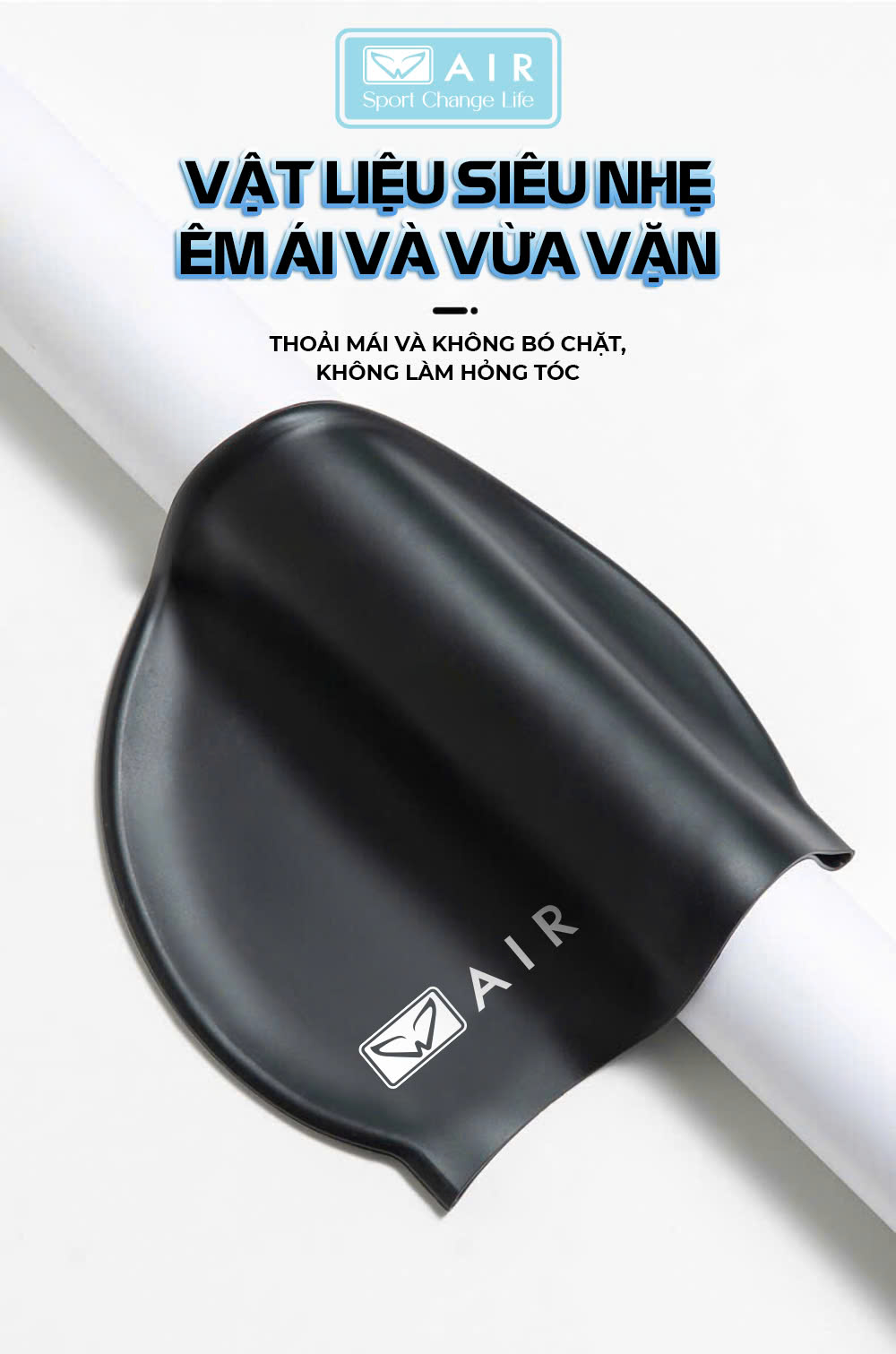 Mũ bơi silicone trơn màu xám bạc