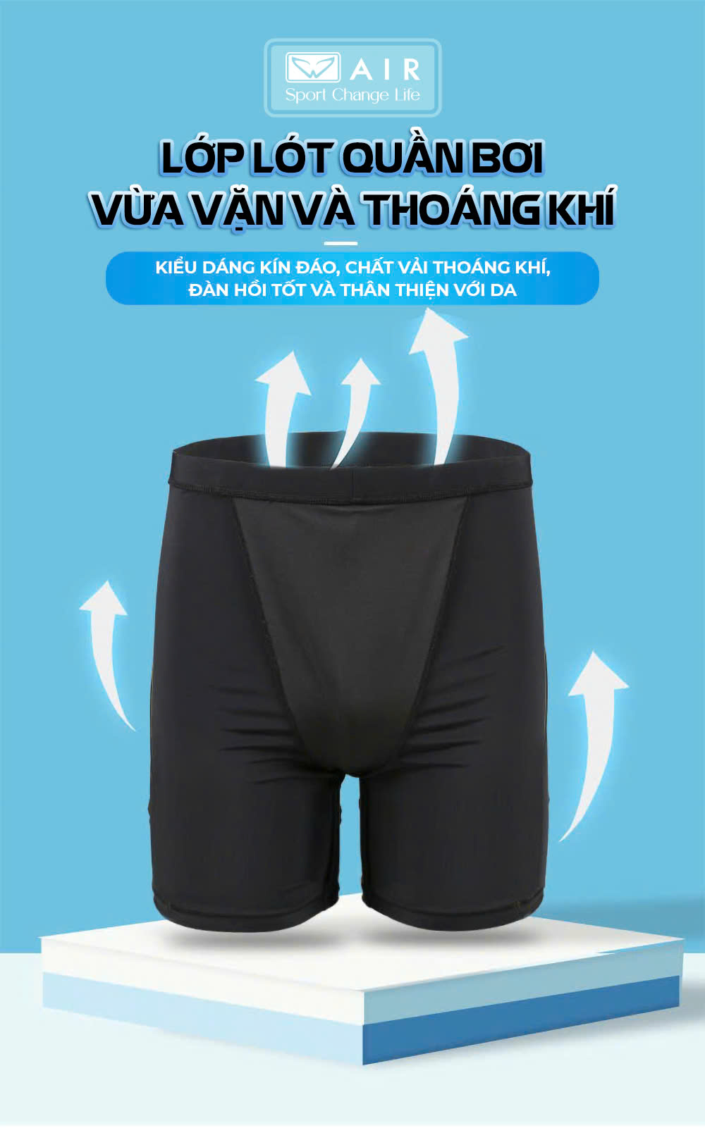 Quần bơi dài cho nam, kháng CLO, mềm mại, thoáng khi