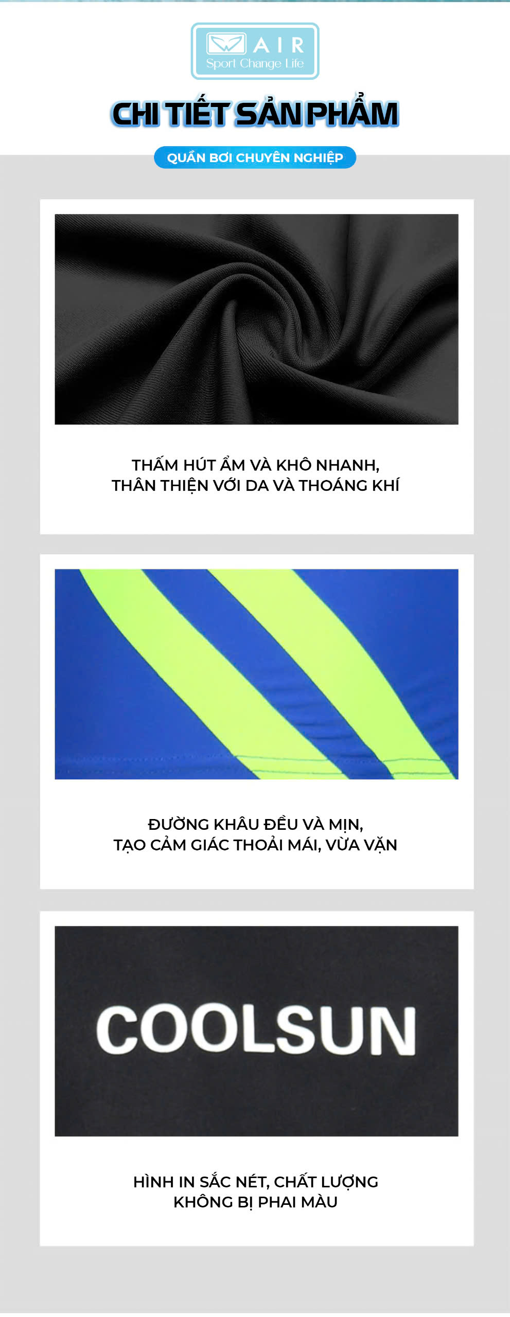 Quần bơi dài cho nam, kháng CLO, mềm mại, thoáng khi