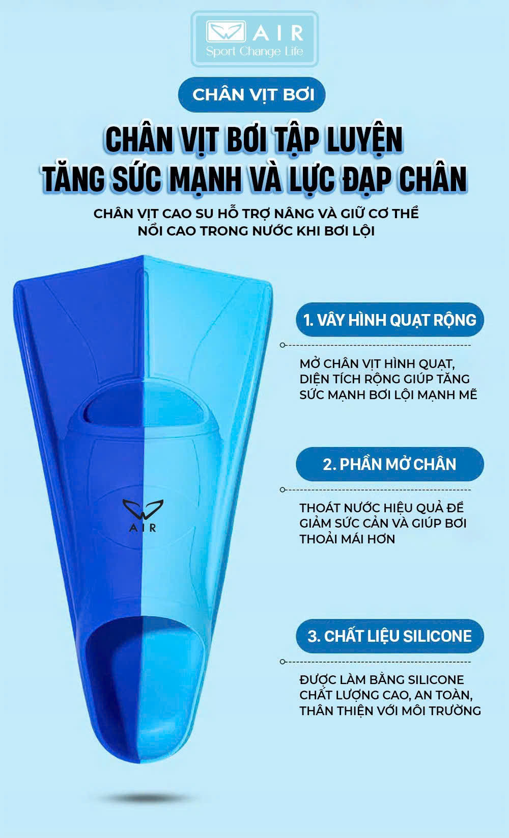 Chân vịt silicone cho bơi lội
