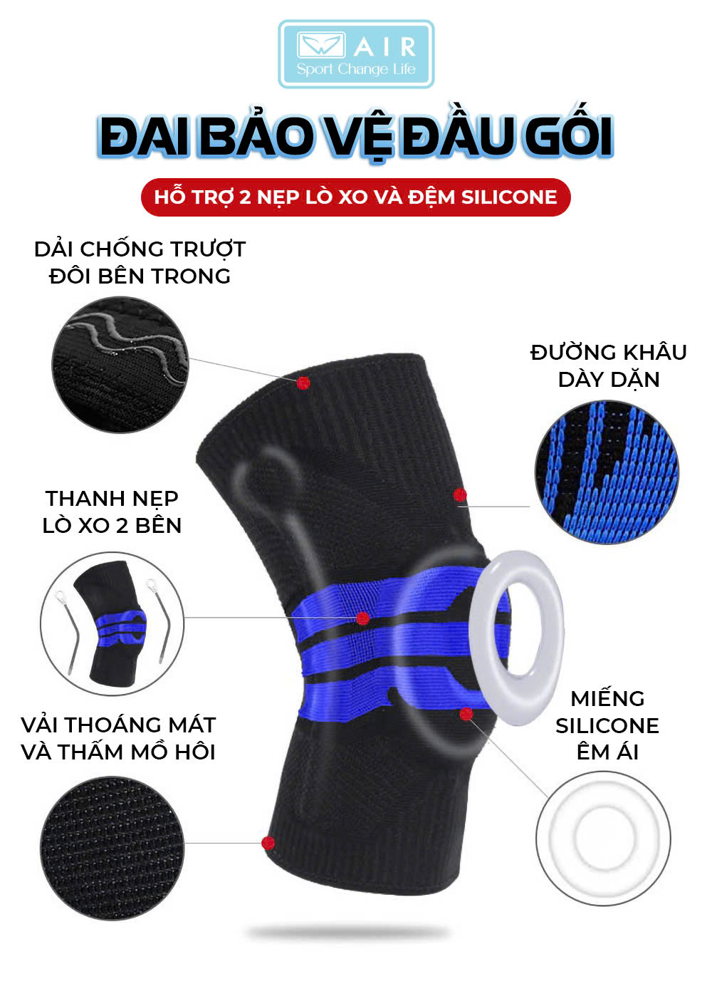 Bó gối xỏ silicone cường lực