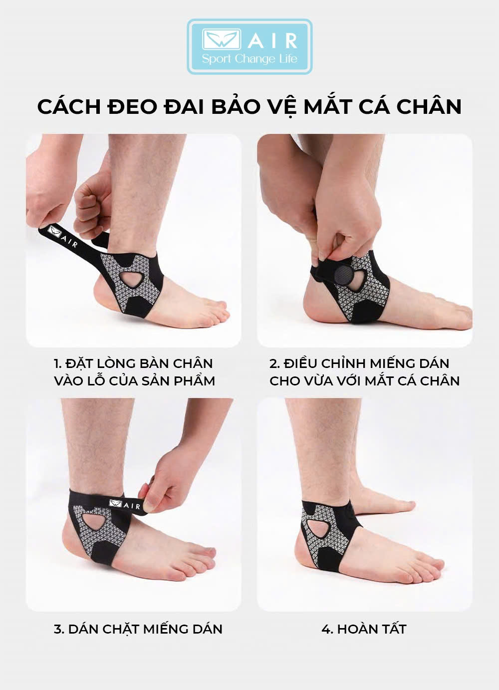 Bó gót AIR16 chống lật cổ chân, bong gân chân