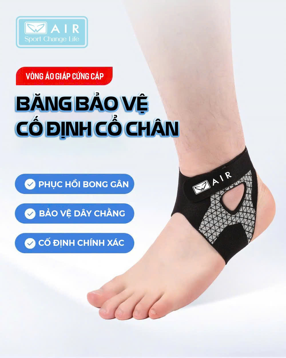Bó gót AIR16 chống lật cổ chân, bong gân chân