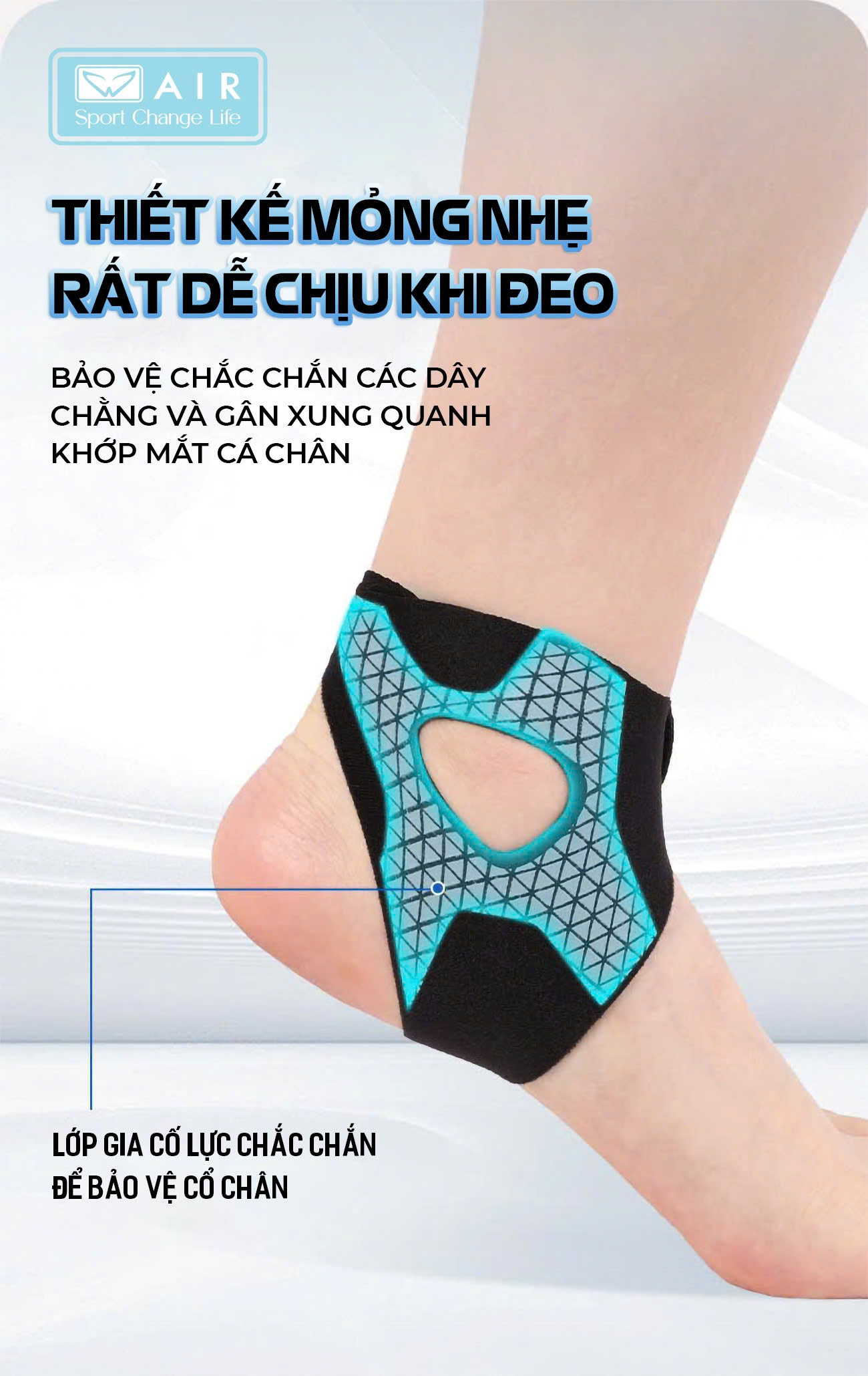 Bó gót AIR16 chống lật cổ chân, bong gân chân