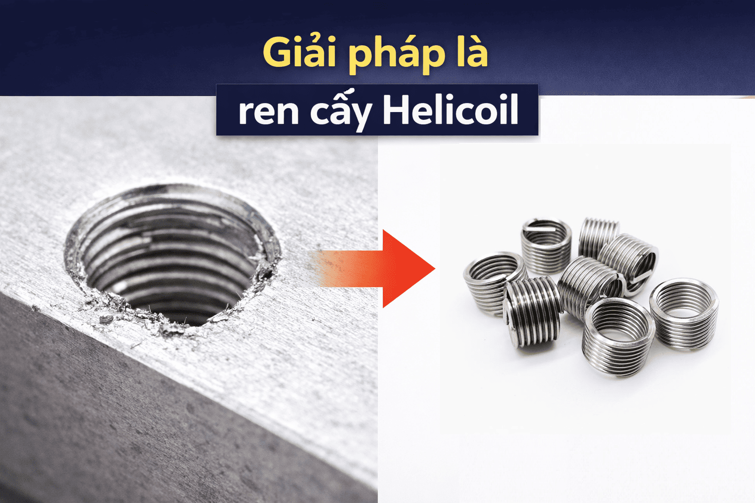 Ren cấy Helicoil M1.6 – M10 | Ren cấy lò xo kích thước 1D-3D