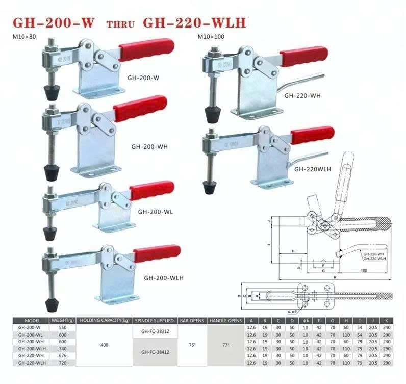 Cam kẹp GH-200-WH Horizontal Toggle Clamp
