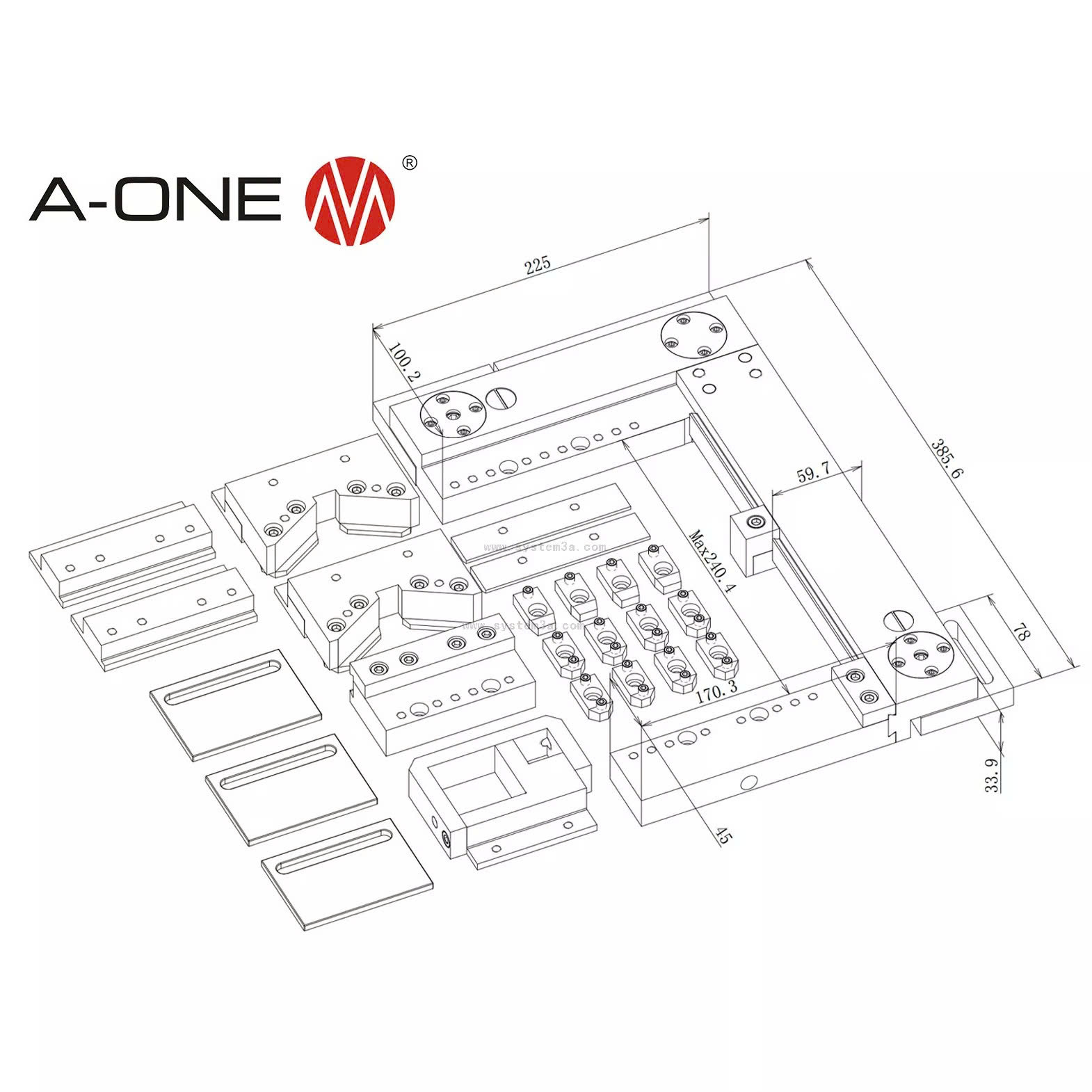 Đế gá đa năng bằng thép không gỉ cho máy cắt dây EDM 3A-210021