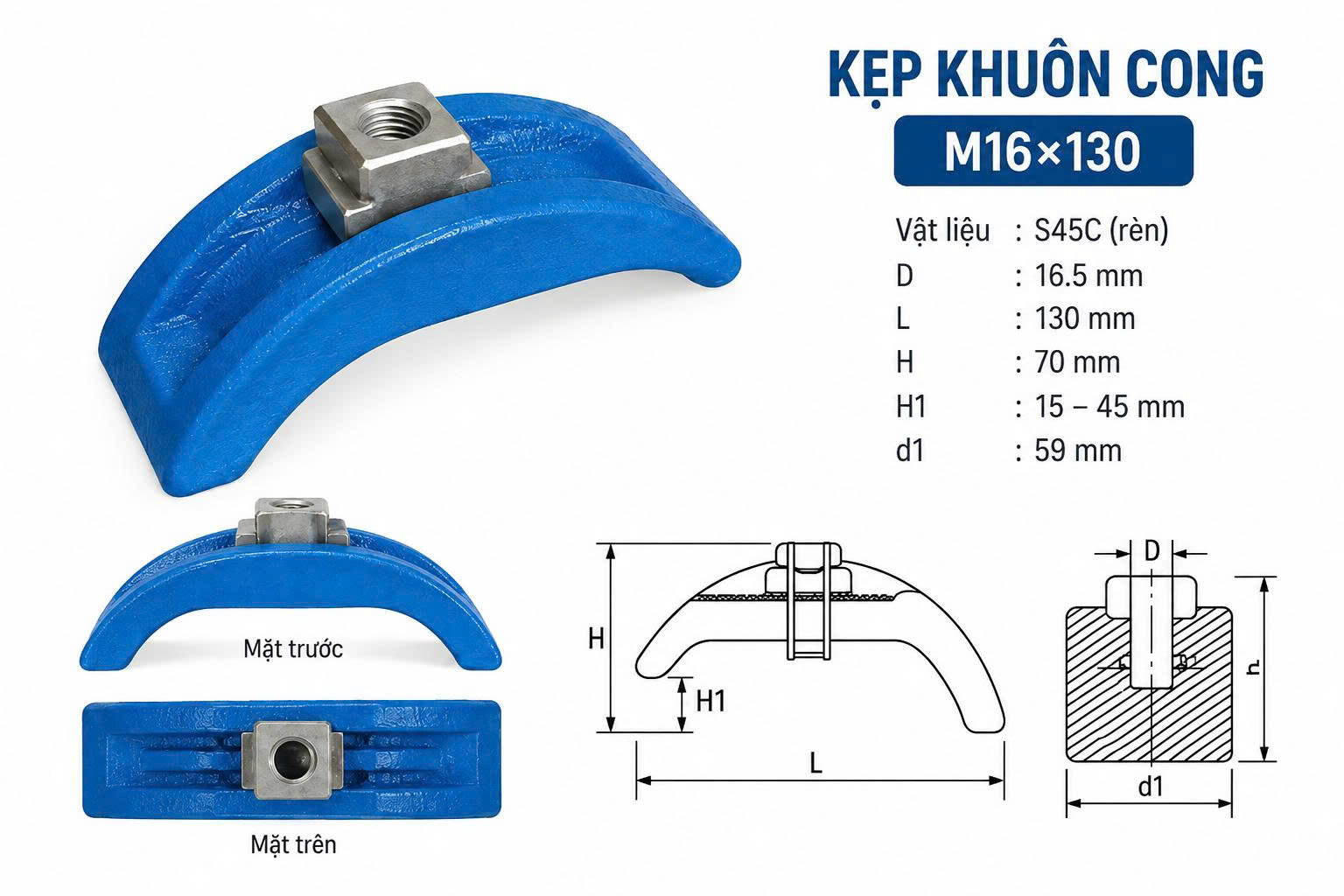 Kẹp Khuôn Cong M16x130