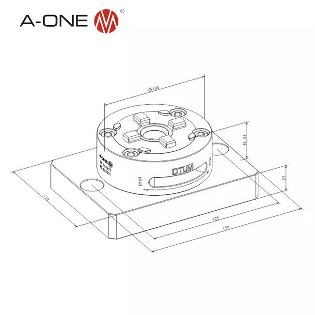 Mâm cặp R dạng cơ A-one 3A-100908 (kèm đế)