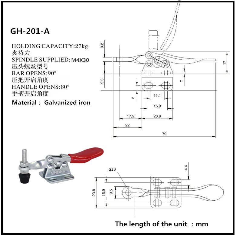 Cam kẹp GH-201-A Horizontal Toggle Clamp