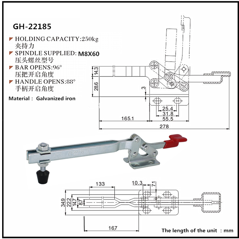 Cam kẹp GH-22185 Horizontal Toggle Clamp