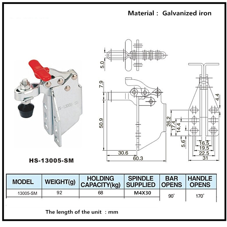 Cam kẹp GH-13005-SM Vertical Toggle clamp