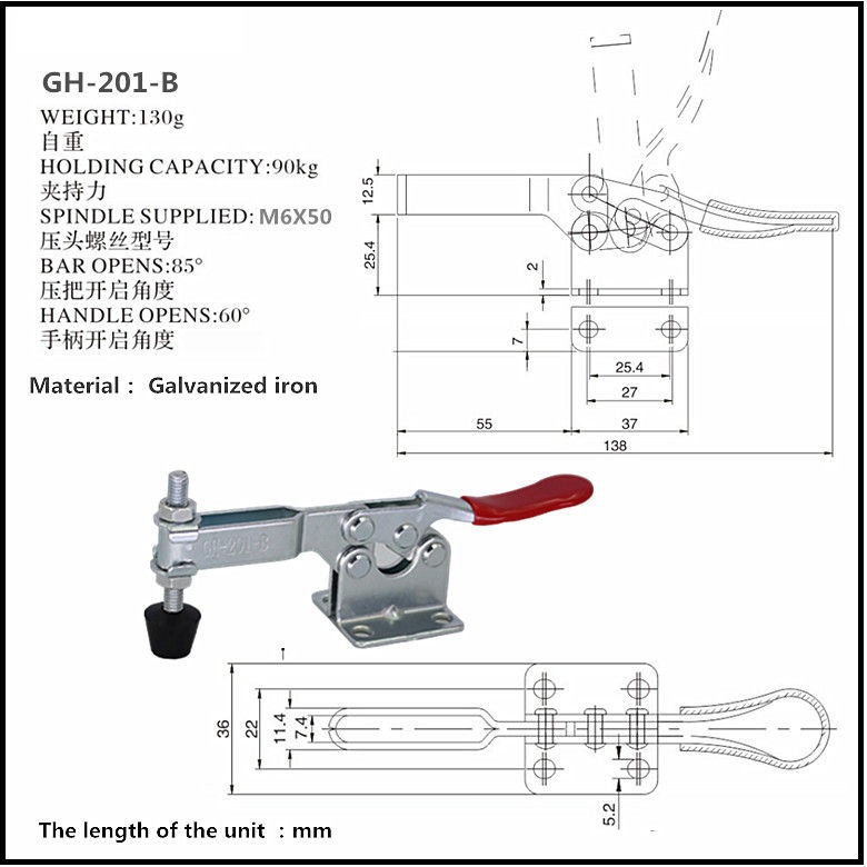 Cam Kẹp GH-201-B Horizontal Toggle Clamp