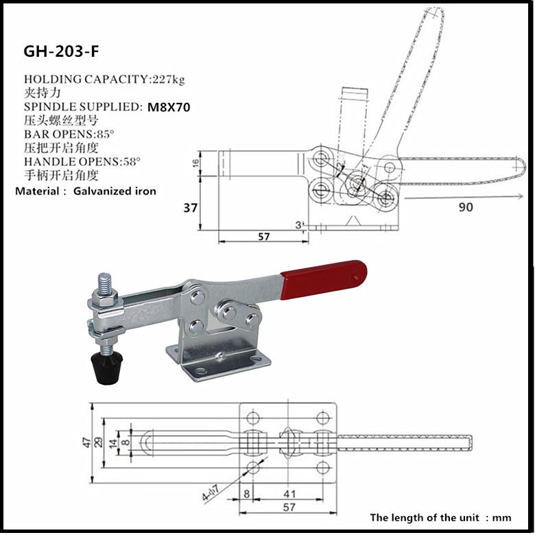 Cam kẹp GH-203-F Horizontal Toggle Clamp