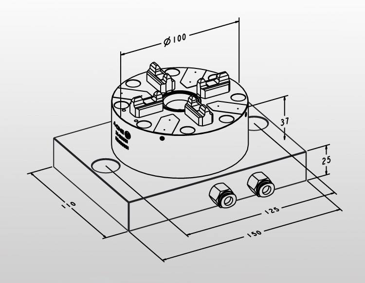 Đầu kẹp ITS 100P (kèm plate) A-ONE 3A-100902 | ITS chuck 100 P