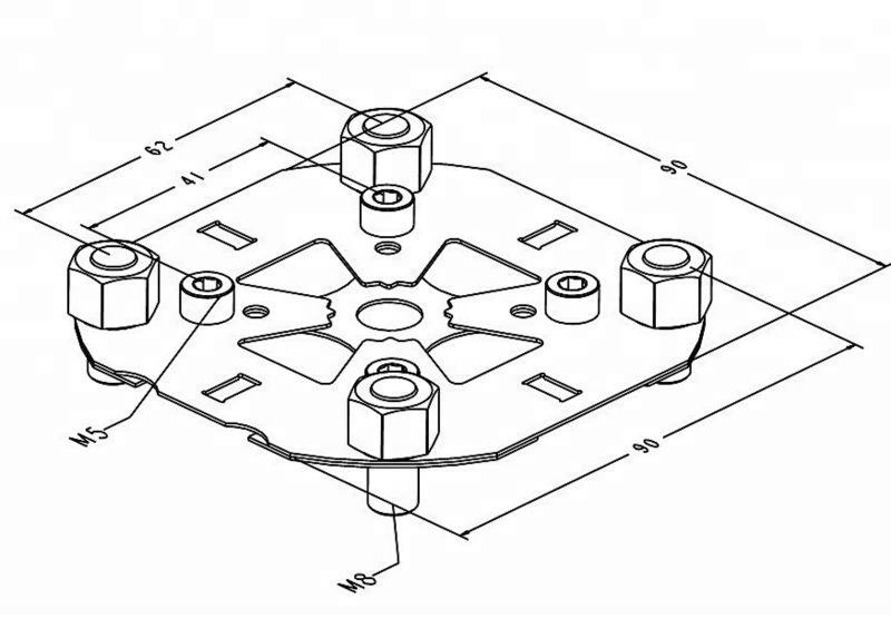 Plate định tâm Inox 90×90 M8 A-ONE 3A-400002 | Centering plate 90 M8