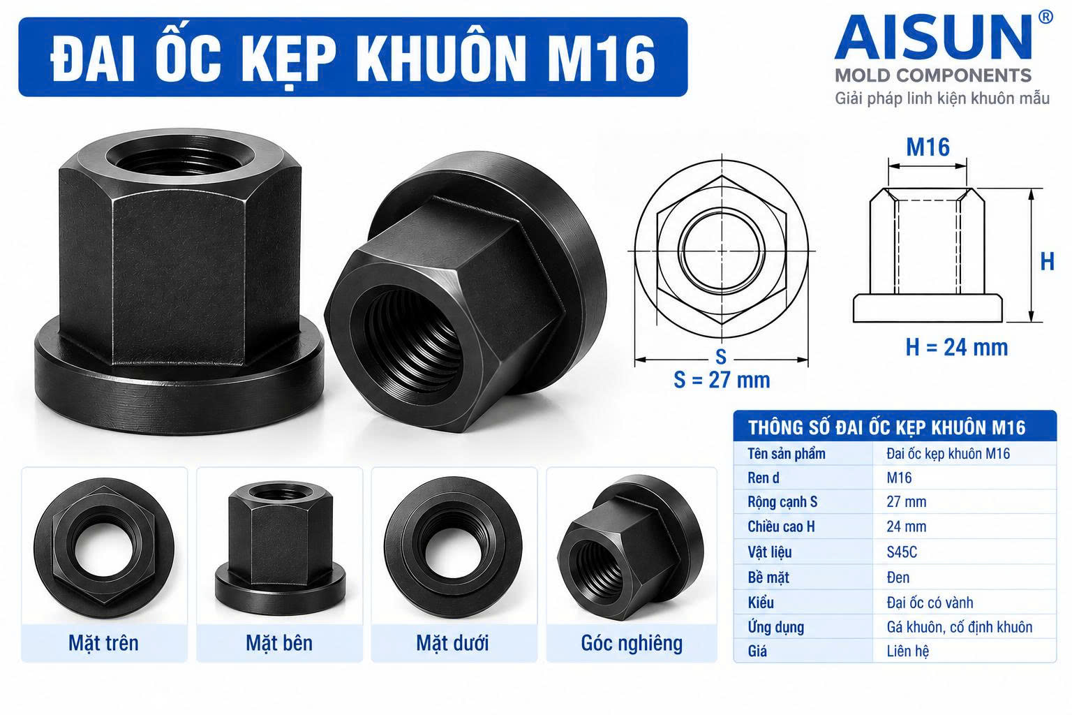 Đai Ốc Kẹp Khuôn M16