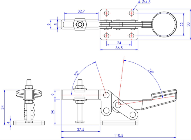 Cam kẹp GH-21385 Horizontal Toggle Clamp