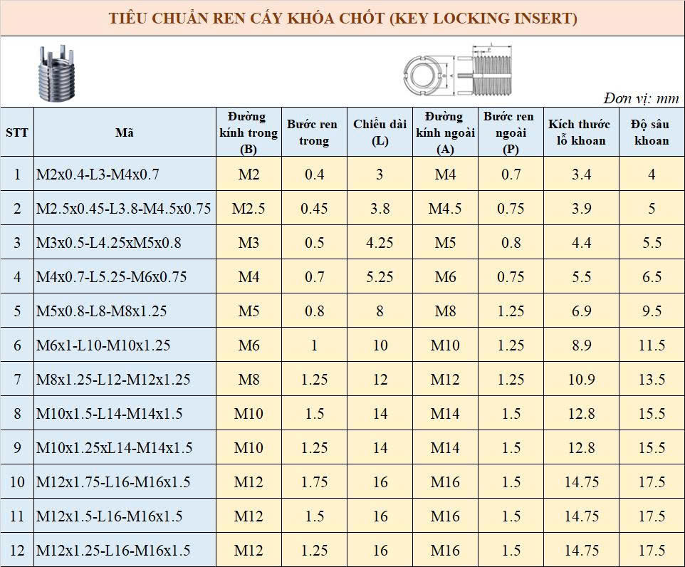 Ren khóa chốt M8x1.25-L12-M12x1.25